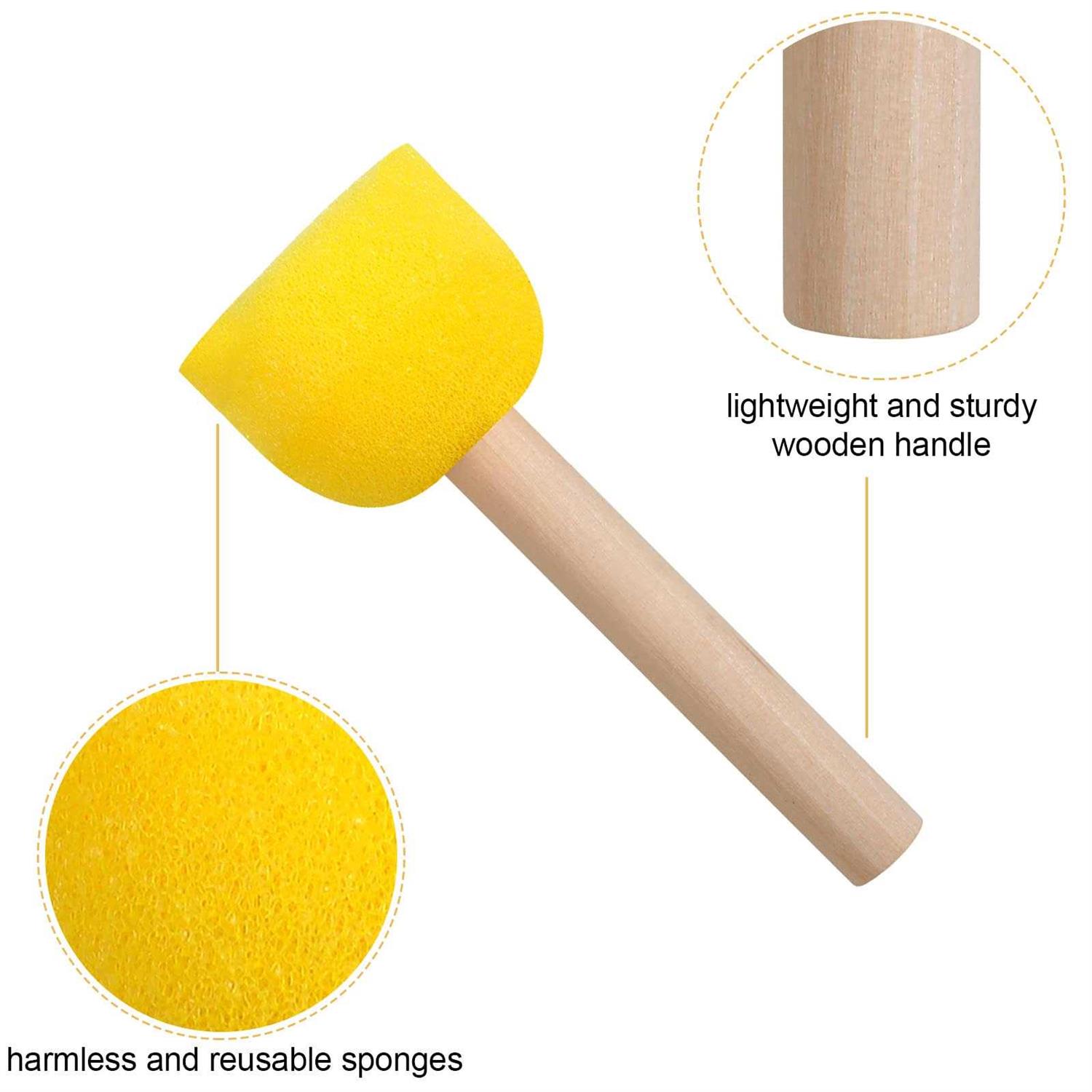 vivinin 30 Pcs Round Sponges Brush Set Round Sponge Brushes for Painting Paint Sponges for Acrylic Painting Painting Tools for Kids Arts and Crafts - Cheap Fitting