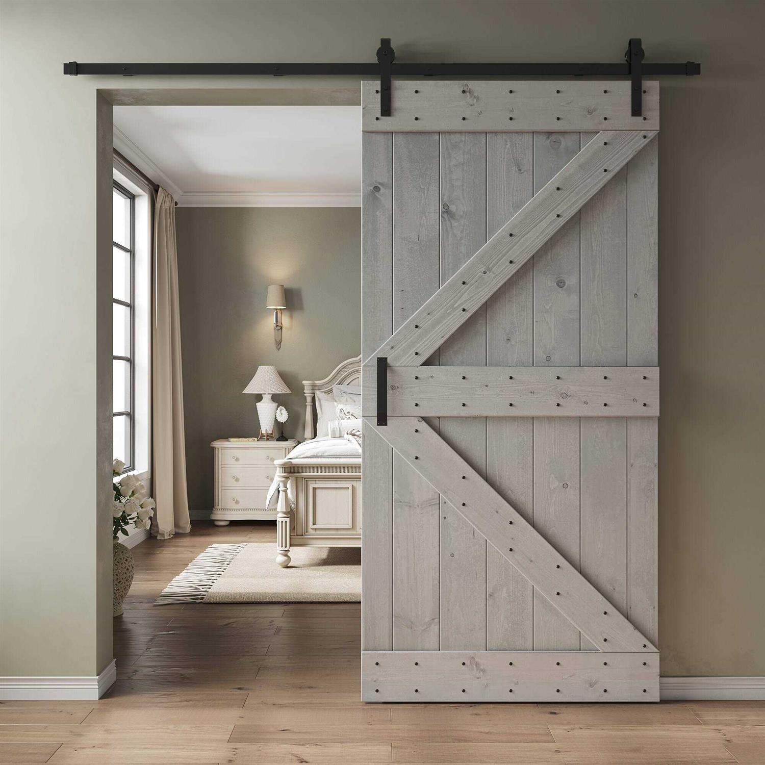 Coast Sequoia INC K Series 84 DIY Knotty Pine Wood Sliding Barn Door with Hardware Kit - Cheap Fitting