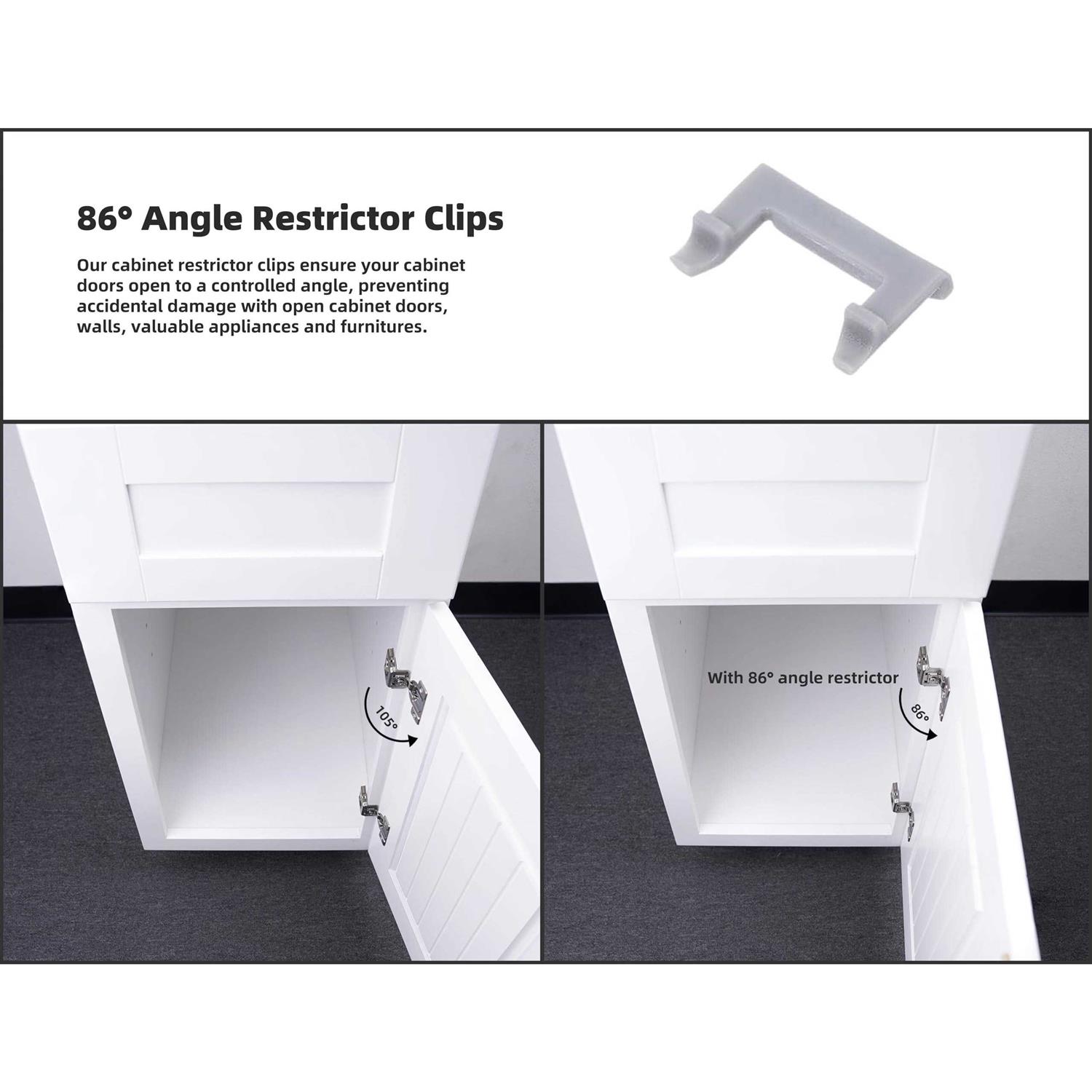 DecoBasics Cabinet Restrictor Clips 86° Degree Angle Cabinet Door Hinge Restrictor Clip for Soft Close Hinge-90° Opening Kitchen - Cheap Fitting
