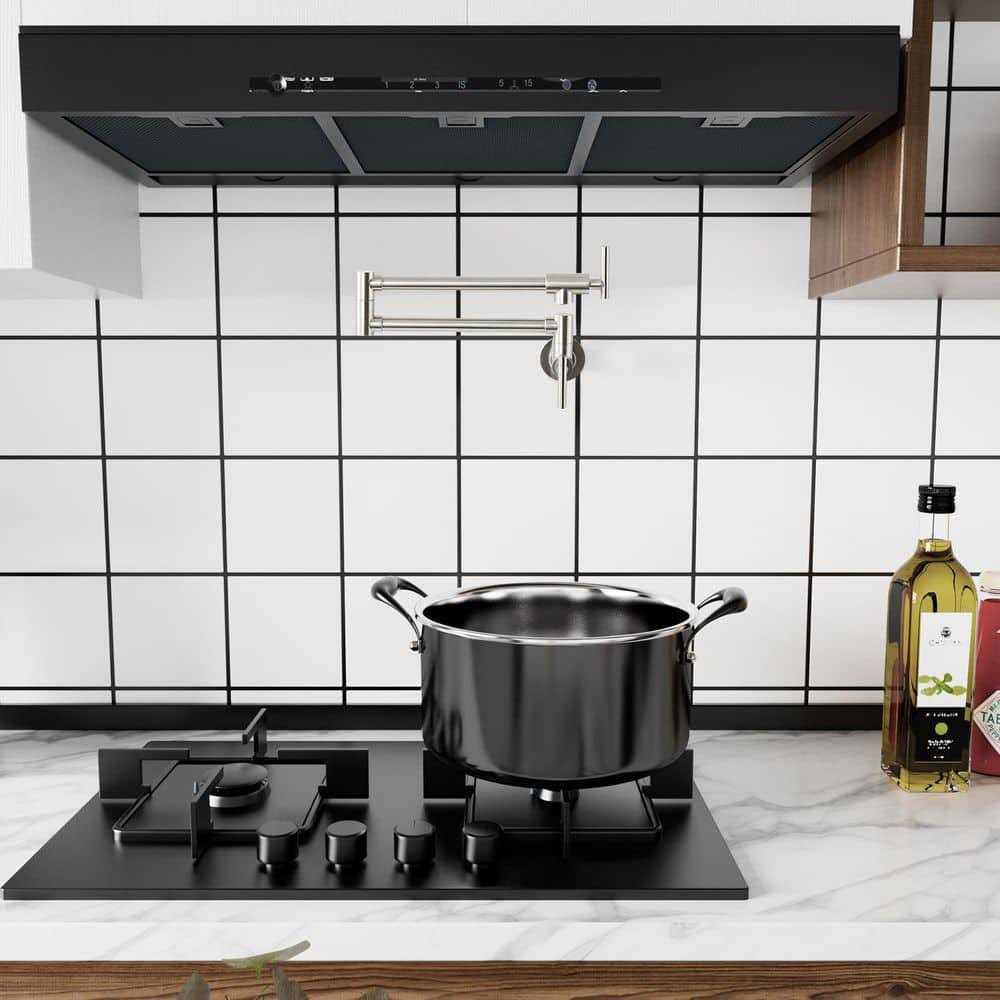 Giving Tree Double Handle Wall Mount Pot Filler Faucet with Solid Brass WF2DT846NS - Cheap Fitting