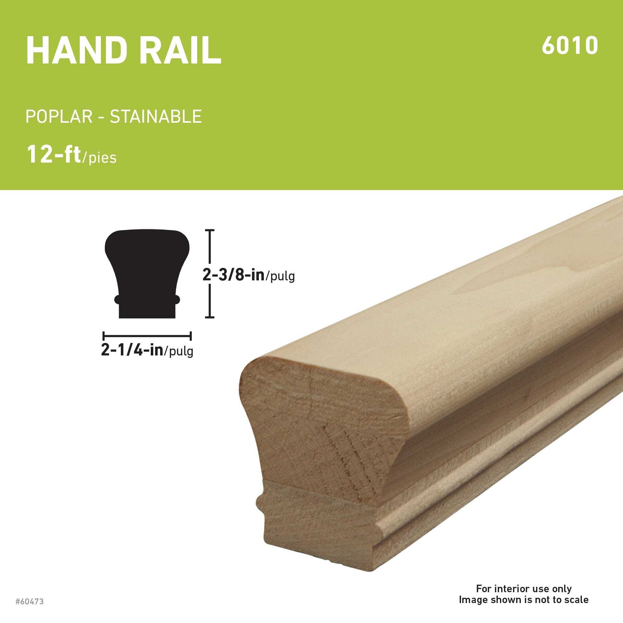 Unbranded 2.25-in x 144-in Unfinished Wood Poplar Handrail SWHEM6010 12 - Cheap Fitting