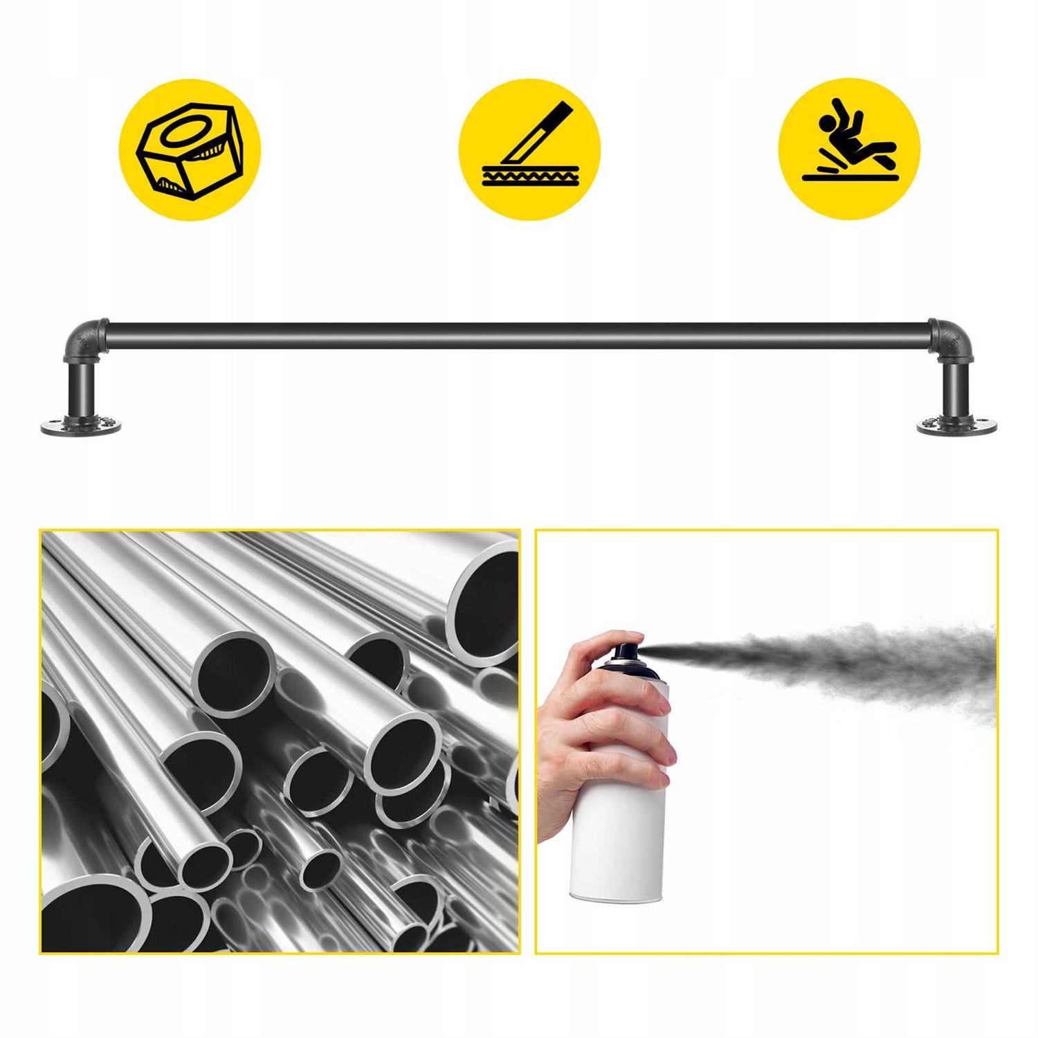 VEVOR Pipe Stair Handrail 3FT Staircase Handrail 440lbs Load Capacity Carbon Steel Pipe Handrail - Cheap Fitting