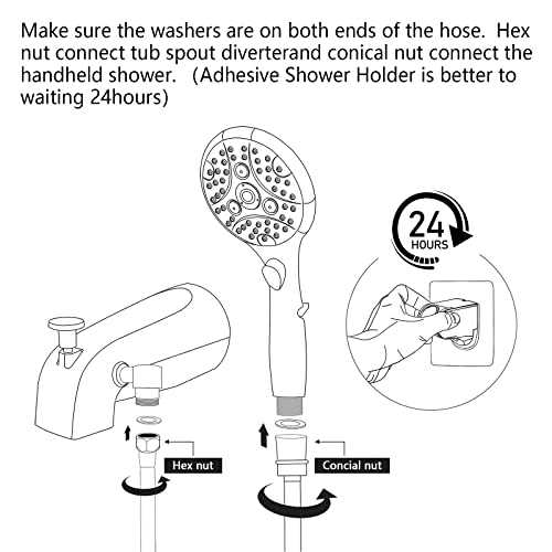 PROOX 5.31 in. Lift-Up Diverter Tub Spout with 6-Spray Handheld Shower - Cheap Fitting