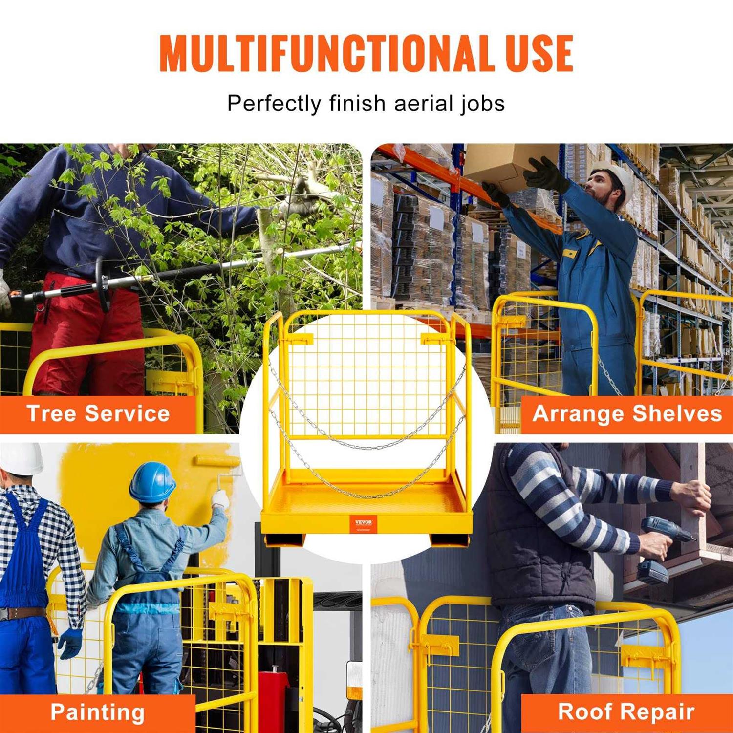 VEVOR Forklift Safety Cage Work Platform 36X36in 1200lbs Foldable for Aerial Job - Cheap Fitting