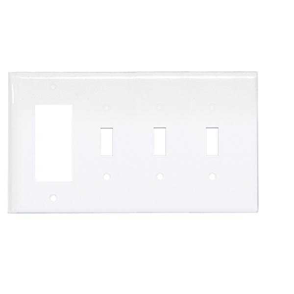 Leviton 4-Gang 3-Toggle 1-Decora Wallplate P326-W - Cheap Fitting