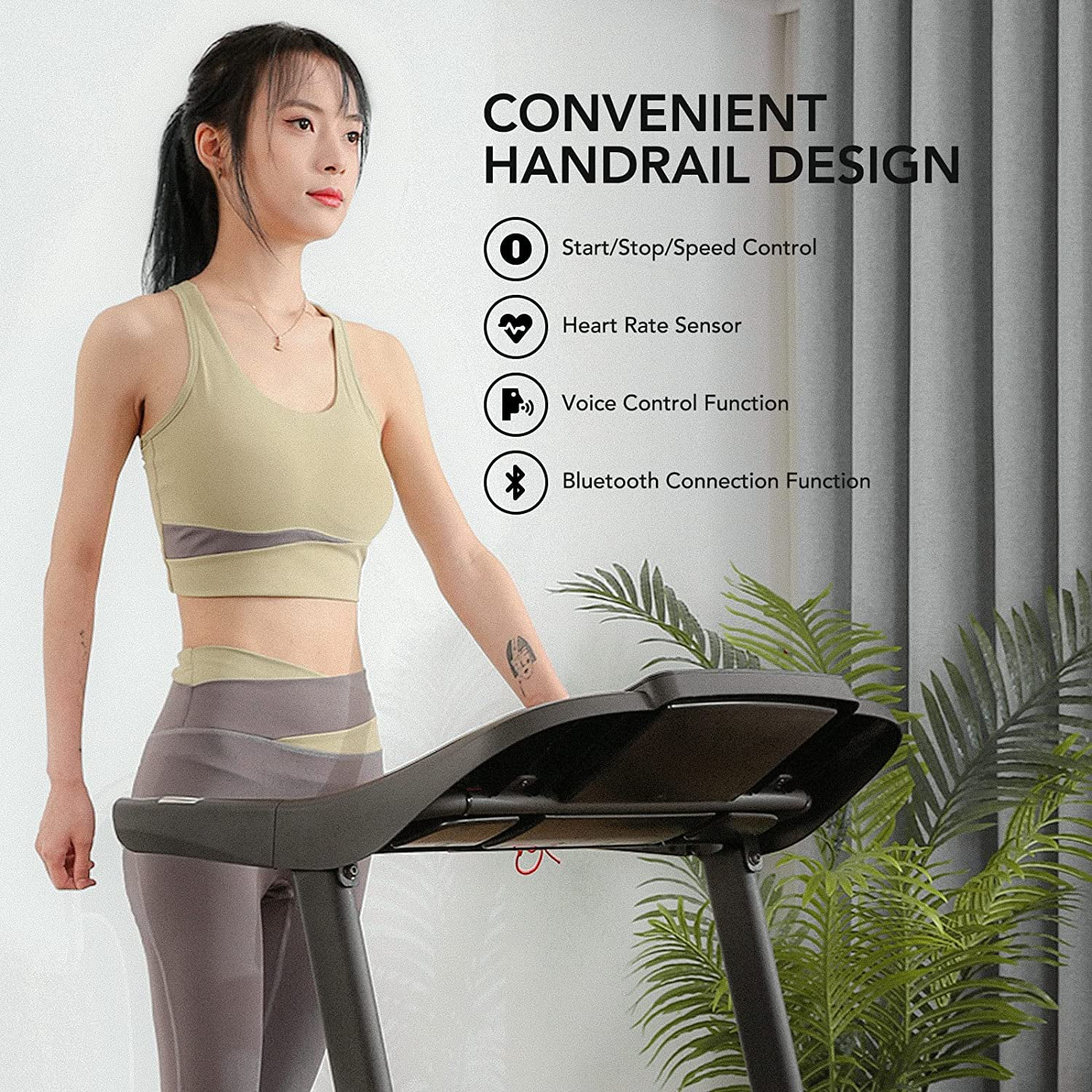 Treadmill Electric Voice Control Treadmill Running Machine Motorized with Bluetooth Connectivity 7.5 MPH for Home Use - Cheap Fitting