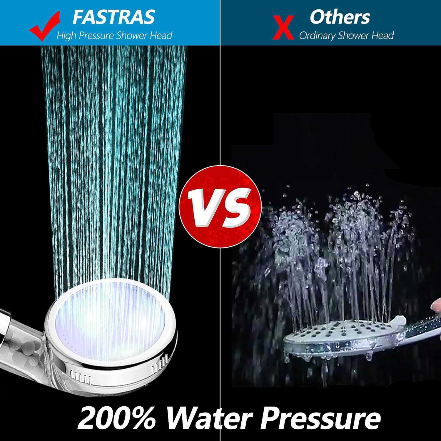 FASTRAS LED Shower Head with Handheld Shower Head High Pressure Shower Head with Hose - Cheap Fitting