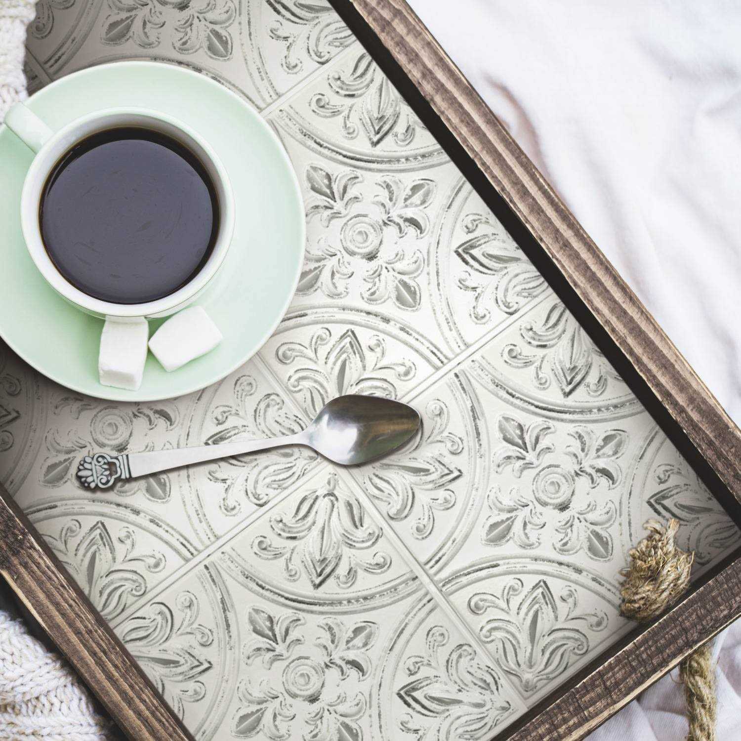 RoomMates Peel and Stick Tile Backsplash White Tin - Cheap Fitting