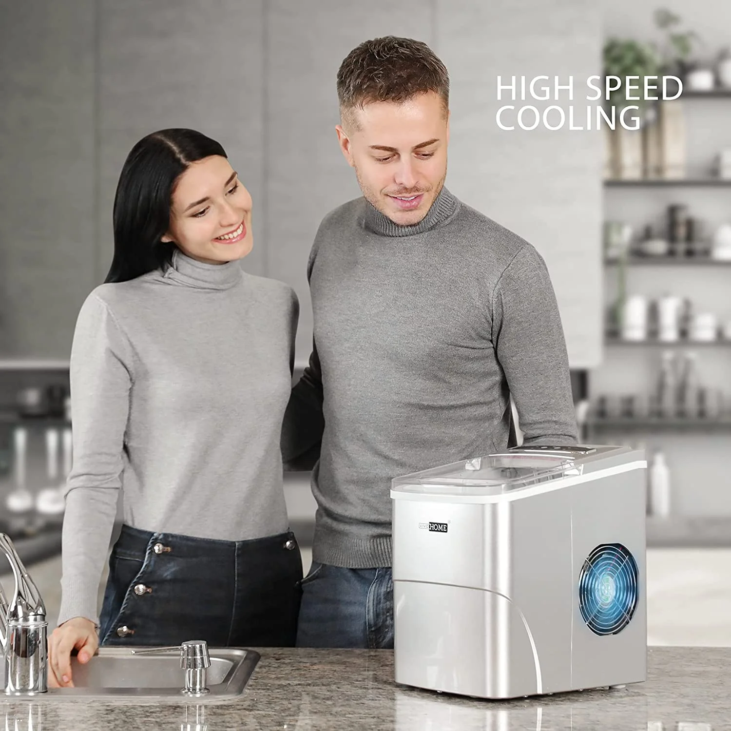 VIVOHOME 26 lb. Countertop Ice Maker with Visible Window and Ice Scoop, Black - Cheap Fitting