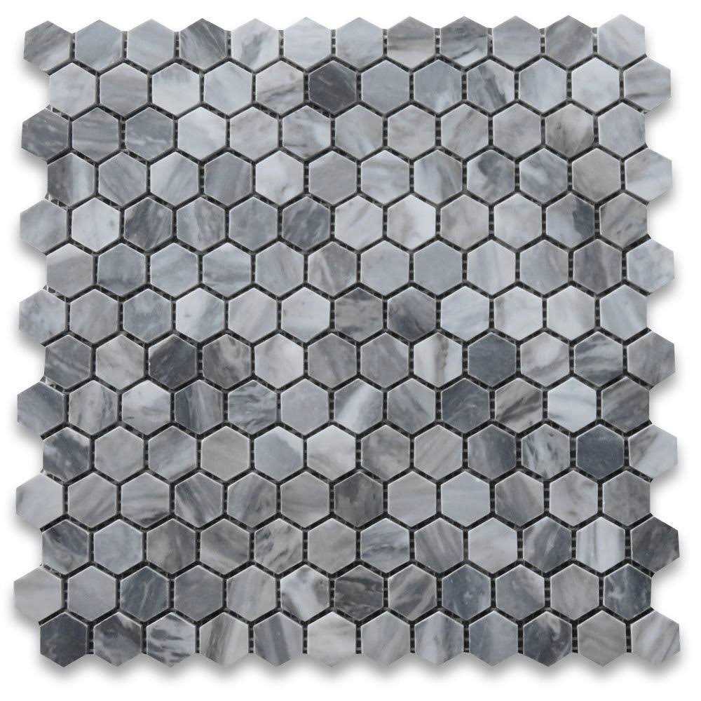 Marble Online 1 Hexagon Bardiglio Gray Grey Marble Mosaic Wall Floor Tile Honed - Cheap Fitting