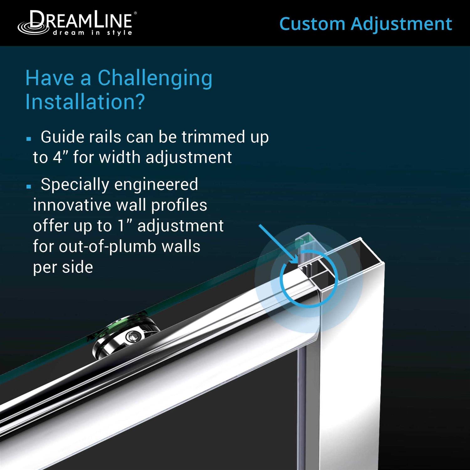 DreamLine SHDR-0960720-04 Infinity-Z 56-60 W x 72 H Frameless Sliding Shower Door - Cheap Fitting