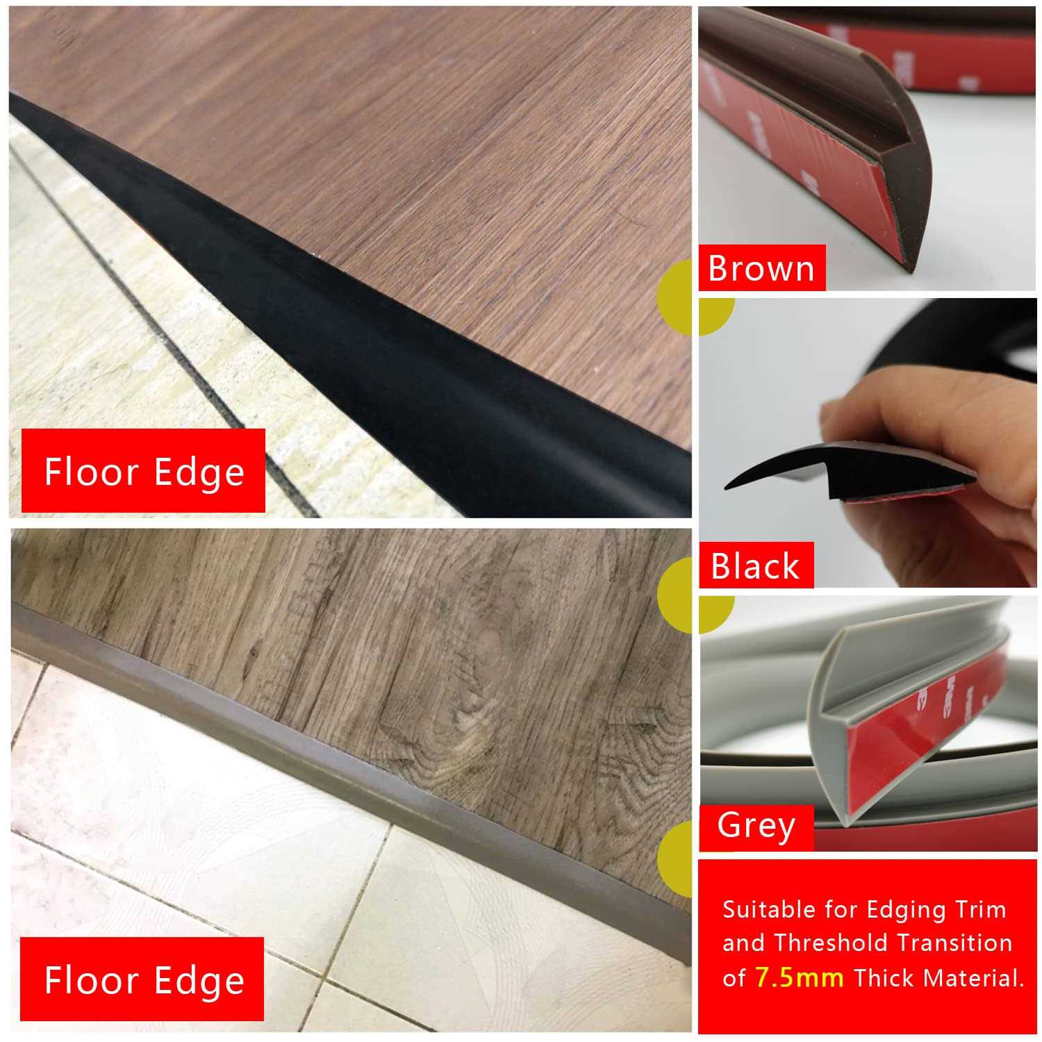 DAILISEN 9.84ft Vinyl Self Adhesive Overlap Threshold Reducer,Flooring Tile Laminate Border Transition Strip,Flat Carpet Rug Edging Strips - Cheap Fitting
