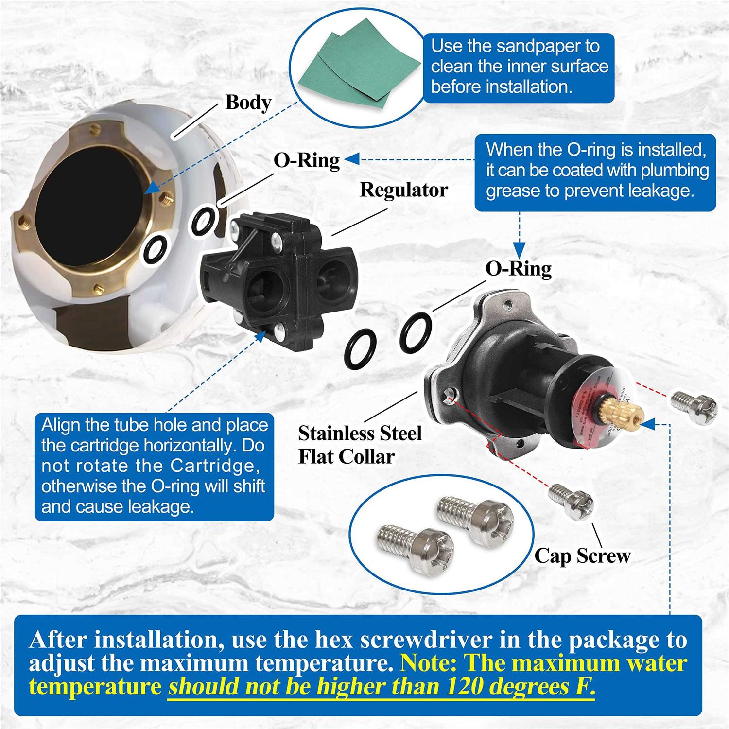 GP76851 Mixer Cap and Pressure Balancing Unit Parts Cartridge Compatible with Kohler, Replacement for Rite-Temp and 1/2 Shower Valve - Cheap Fitting