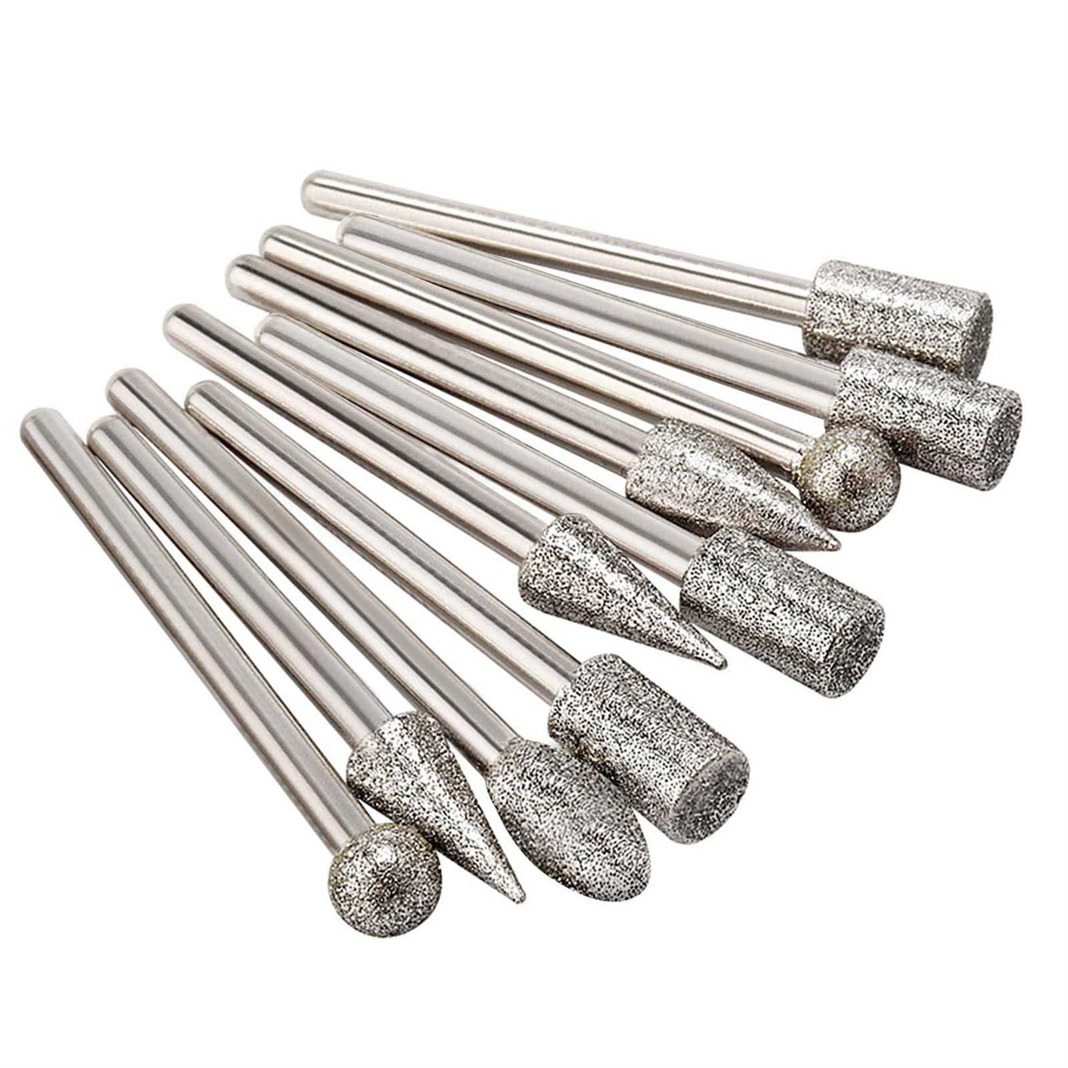 Stone Carving Set Diamond Burr Bits 20PCS Polishing Kits Rotary Tools Accessories with 1/8′ Shank For Carving - Cheap Fitting