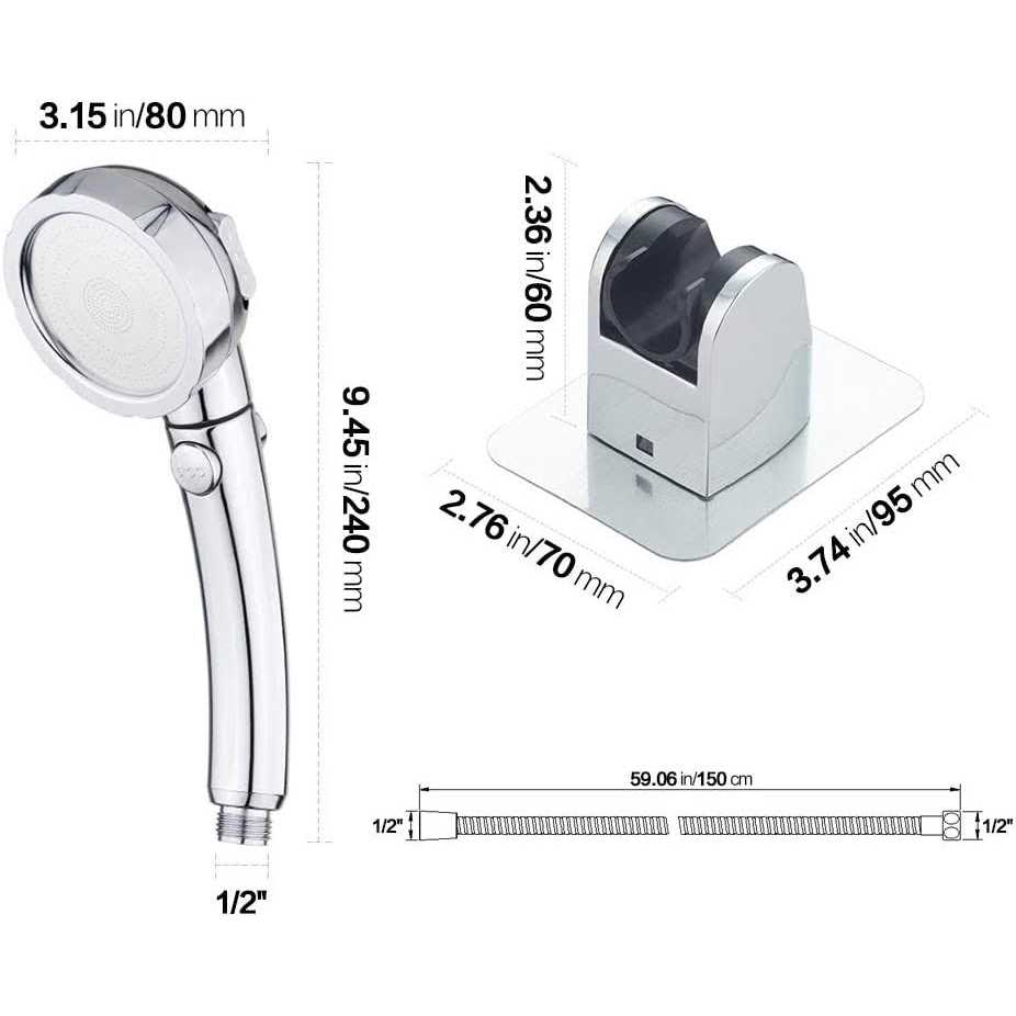 Kaiying Drill-Free High Pressure Handheld Shower Head with On/Off Pause Switch - Cheap Fitting