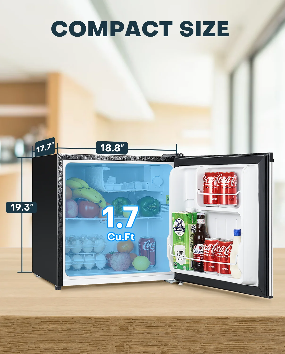 Upstreman 1.7 Cu.ft Mini Fridge with Freezer, Single Door Compact Refrigerator-Black - Cheap Fitting