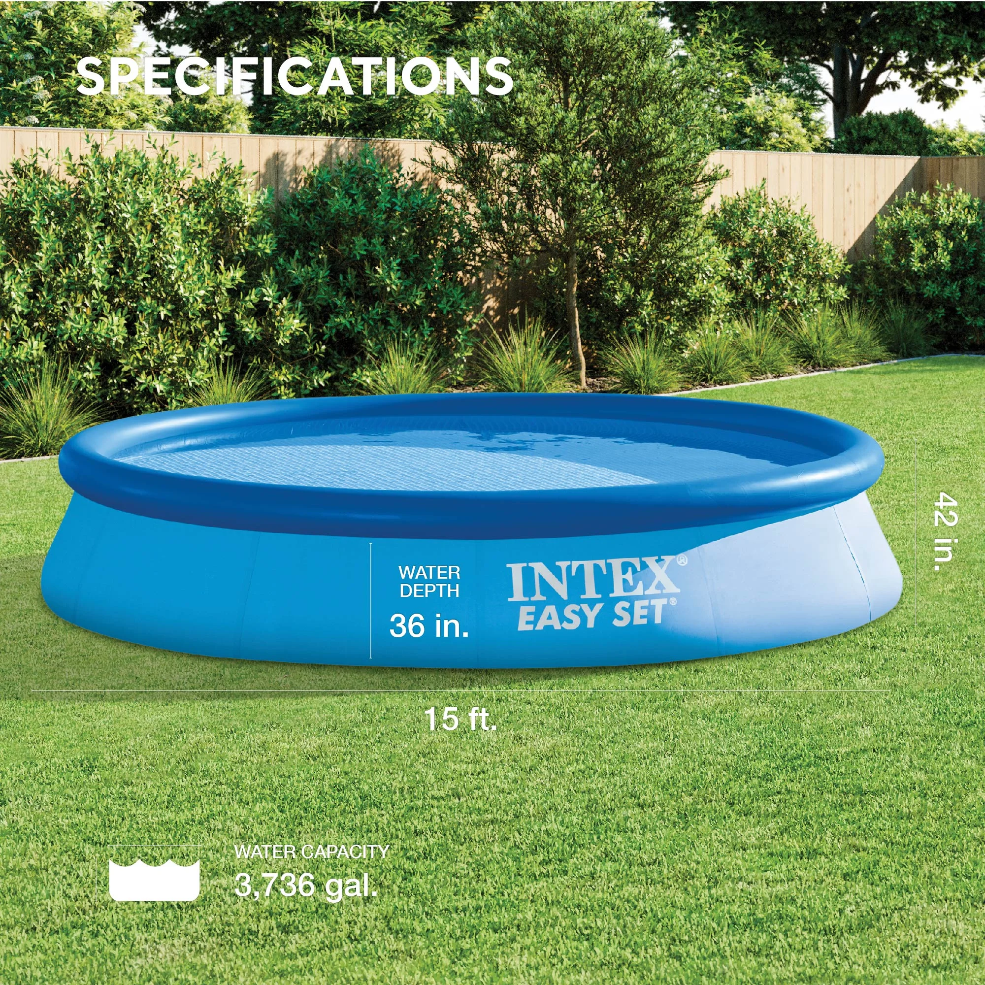 Intex 26165EH 15ft x 42in Easy Set Inflatable Above Ground Swimming Pool w/ Pump - Cheap Fitting