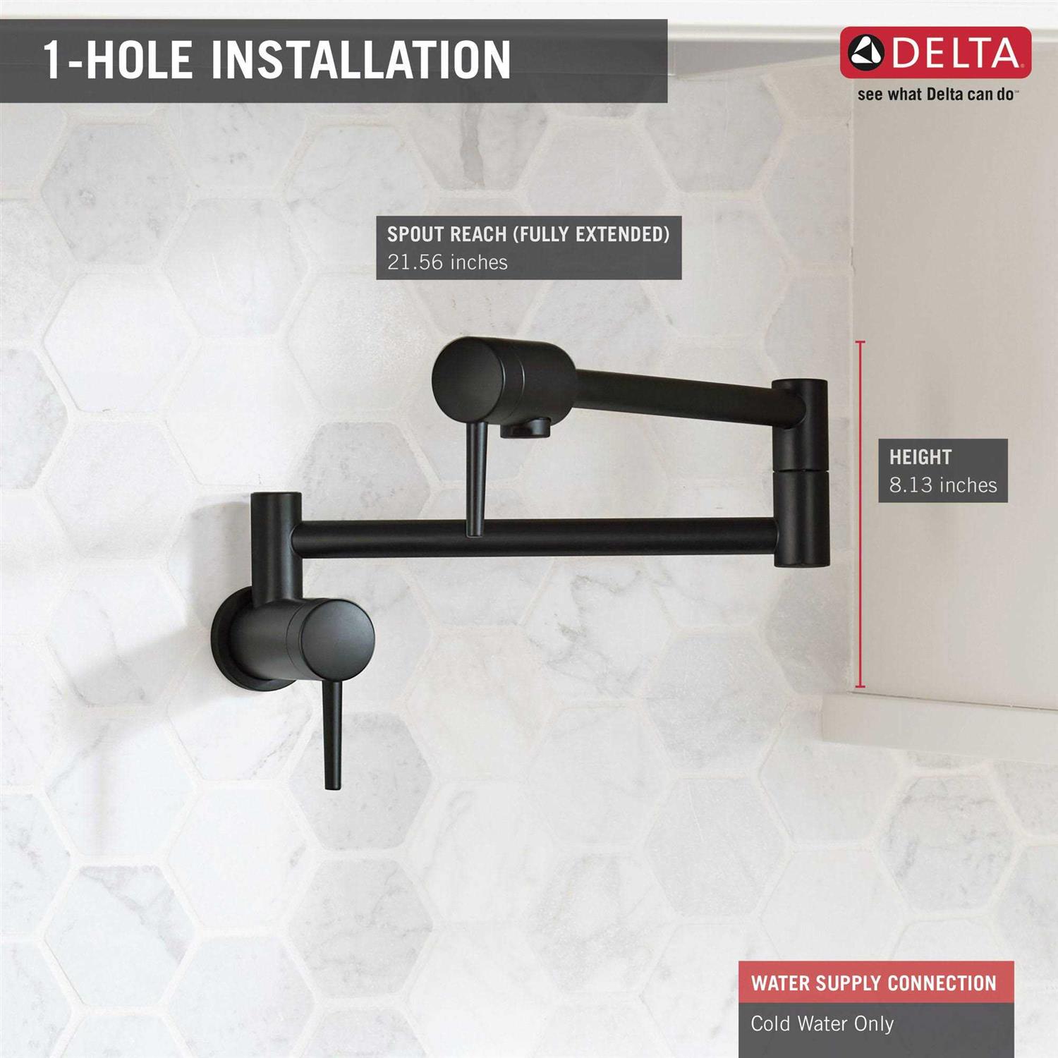 Delta Contemporary Wall Mount Pot Filler 1165LF-BL - Cheap Fitting