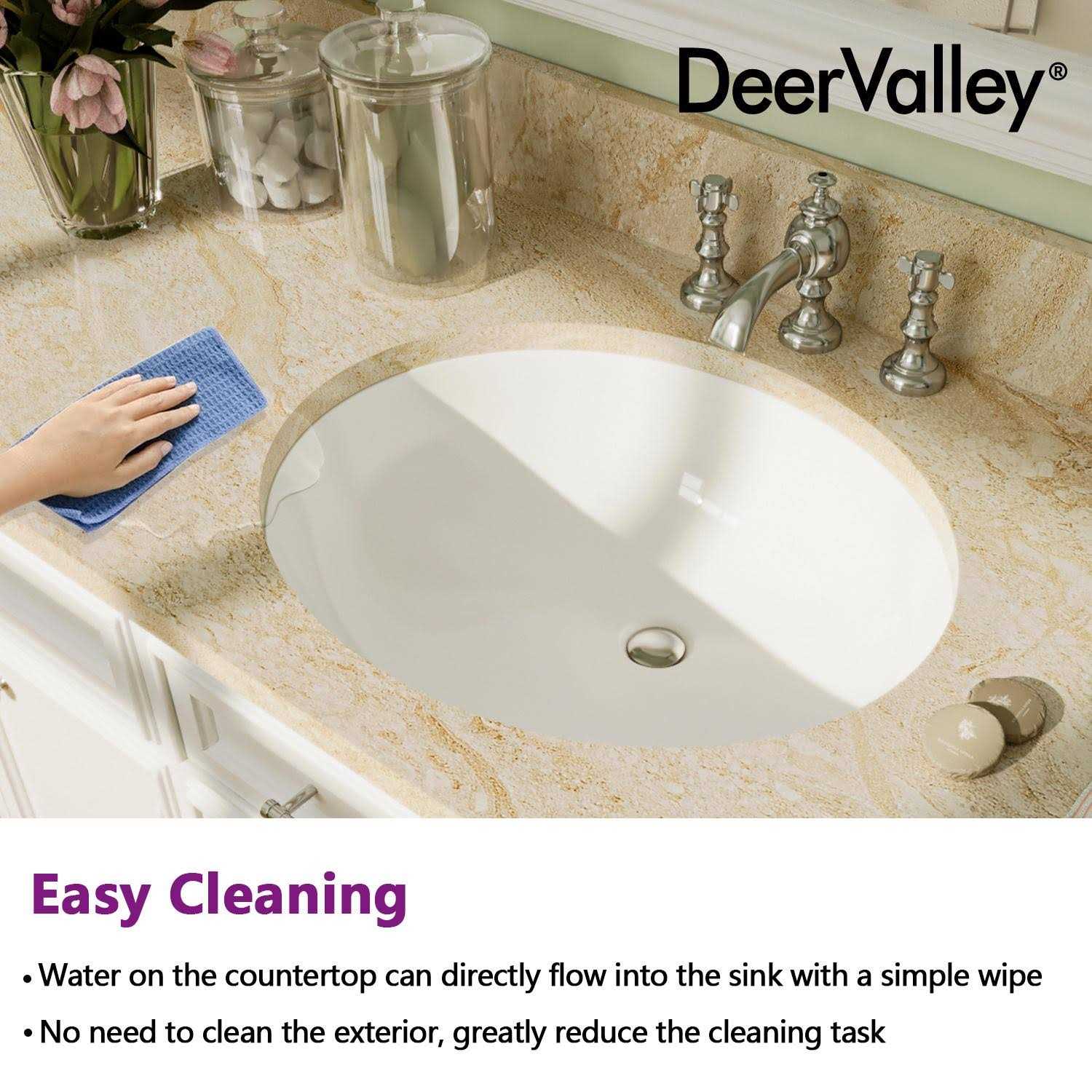DeerValley DV-1U305 Symmetry 19 1/2 X 16 Oval Vitreous China Undermount Bathroom Sink With Overflow - Cheap Fitting
