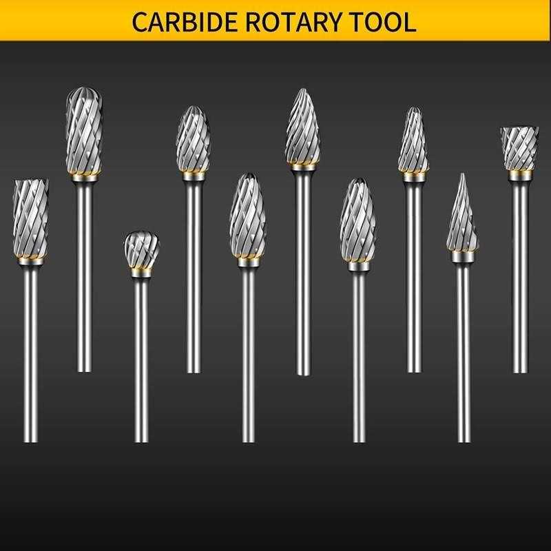 FOTYBEI 10Pcs Tungsten Carbide Rotary Burr Set Compatible with Dremel Rotary Tool Accessories - Cheap Fitting