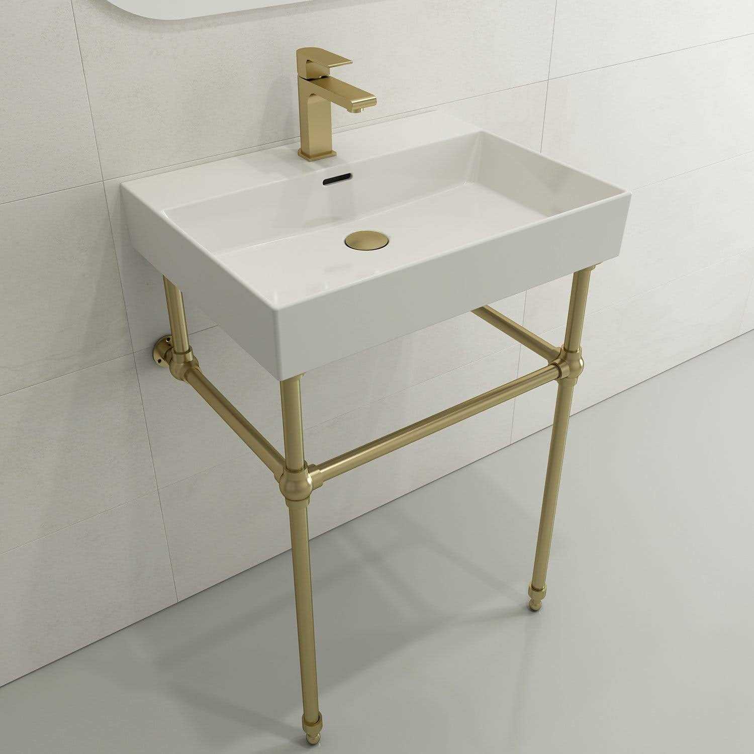 BOCCHI Milano 3-Hole Fireclay Wall-Mounted Bathroom Sink with Overflow - Cheap Fitting