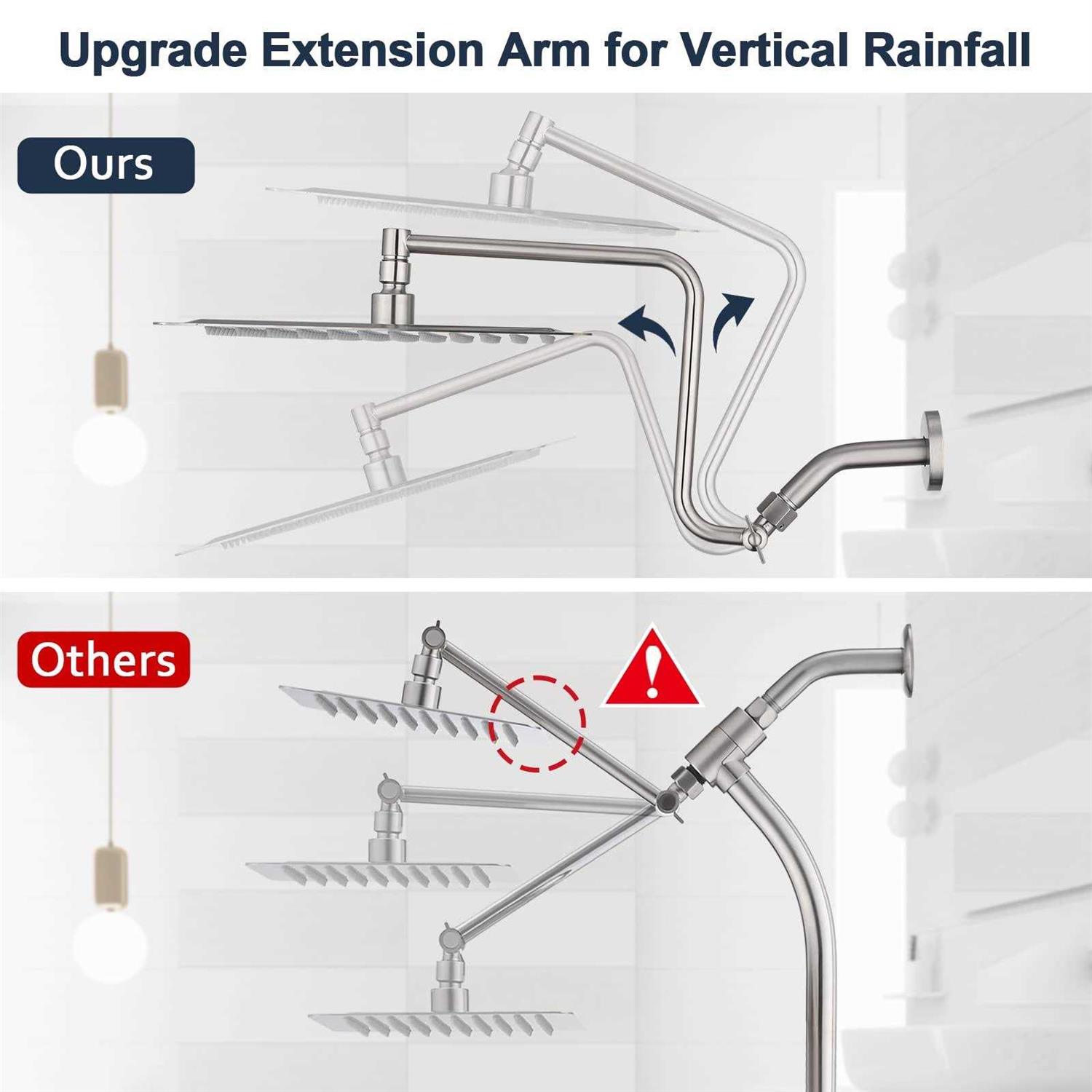 PDPBath Shower Extension Arm 12 Upgrade Solid Brass Shower Head Shower Head Extender - Cheap Fitting