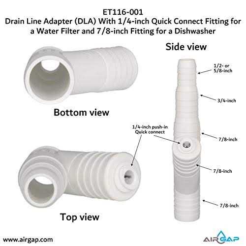 Air Gap International Drain Line Adapter With 1/4-inch Quick Connect Fitting for a Water Filter and 7/8-inch Fitting for a Dishwasher ET116-001 - Cheap Fitting