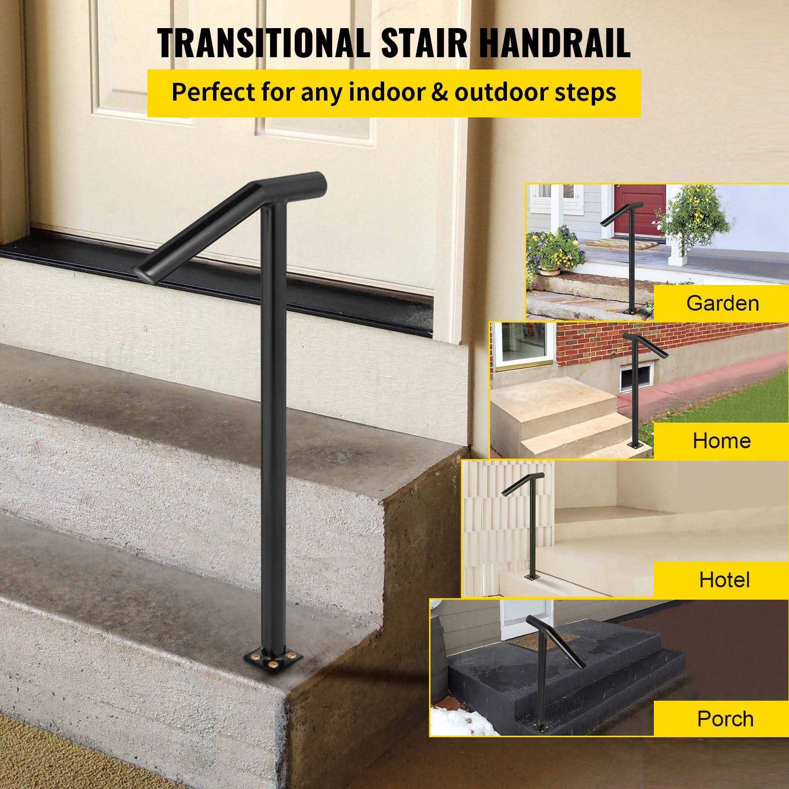 VEVOR 1-2 Steps Single Post Handrail 17.7-in x 37.8-in Wrought Iron Finished Wrought Iron Handrail LTFS2BXYGLZHS0001V0 - Cheap Fitting