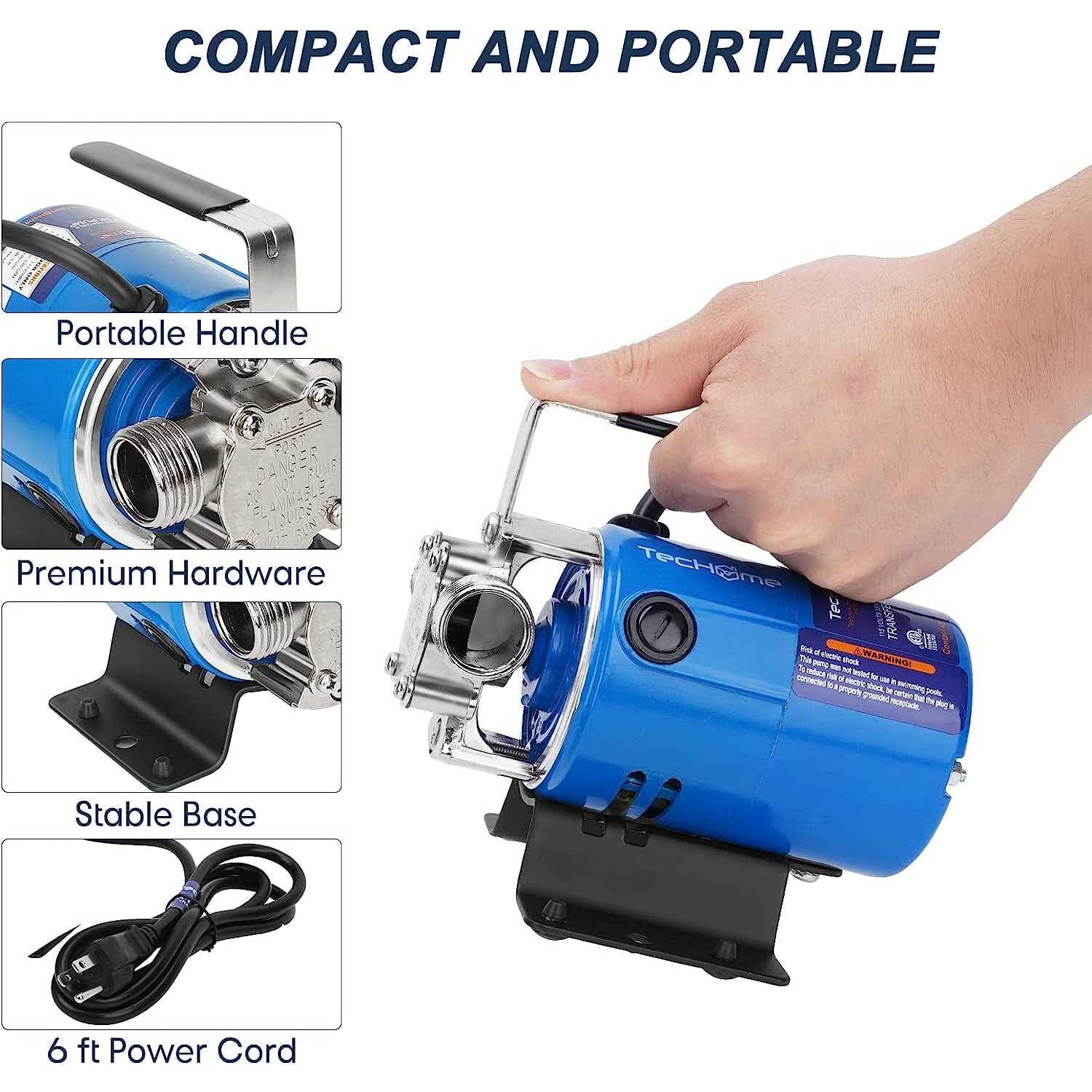 TecHome Hose Pump 115V 1/10HP 330GPH Water Transfer Pump Rain Barrel Pump Waterbed Pump Water Pump - Cheap Fitting