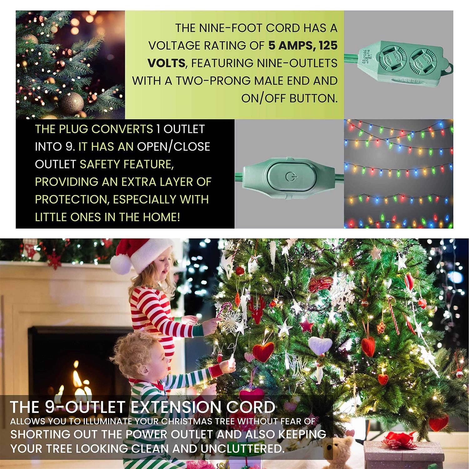 Gogreen Power 9-Outlet 18/2 Extension Cord GG-24509GN - Cheap Fitting