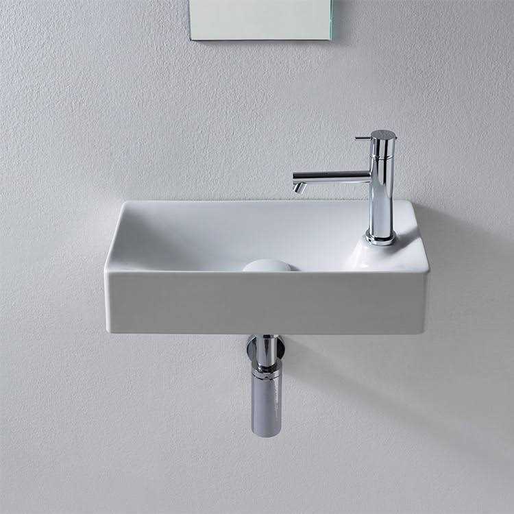 CeraStyle Small Wall Mount Sink in Ceramic Rectangular CeraStyle 001400-U - Cheap Fitting