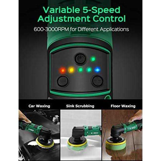 KIMO Cordless Car Buffer Polisher Kit w/1 Hour Fast Charger 5 Variable Speeds - Cheap Fitting