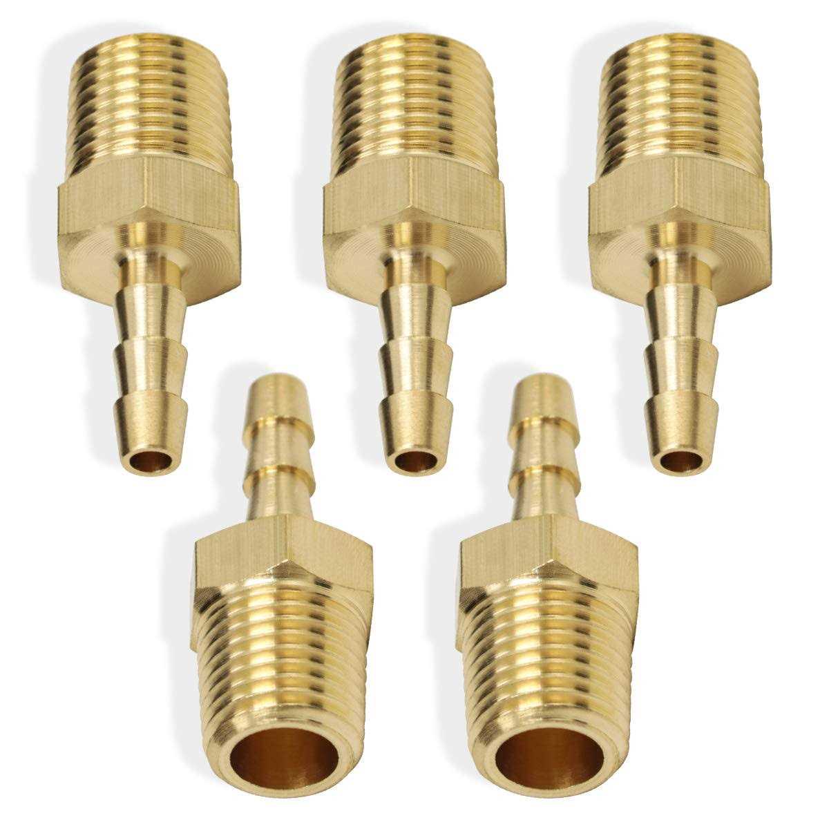 Boeray Hose Barb Fittings 1/4 Inch Barb to 1/8 Inch NPT Male Thread Air Hose Fitting Adapter Pack of 5 - Cheap Fitting