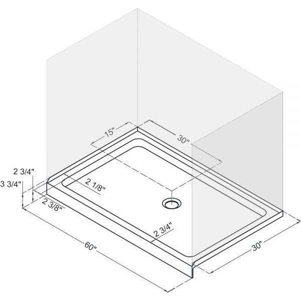 DreamLine SlimLine 30 in. x 60 in. Single Threshold Shower Base DLT-1130600 - Cheap Fitting