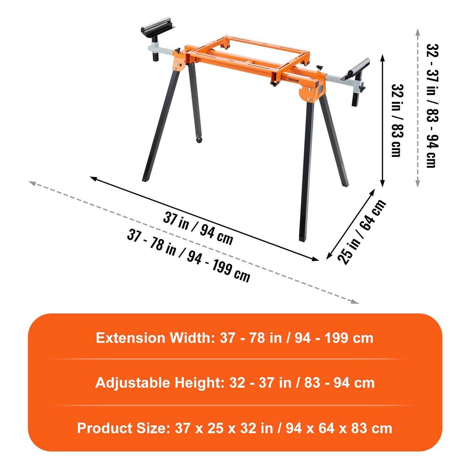 VEVOR 79in Miter Saw Stand with One-piece Mounting Brackets Sliding Rail 330lbs - Cheap Fitting