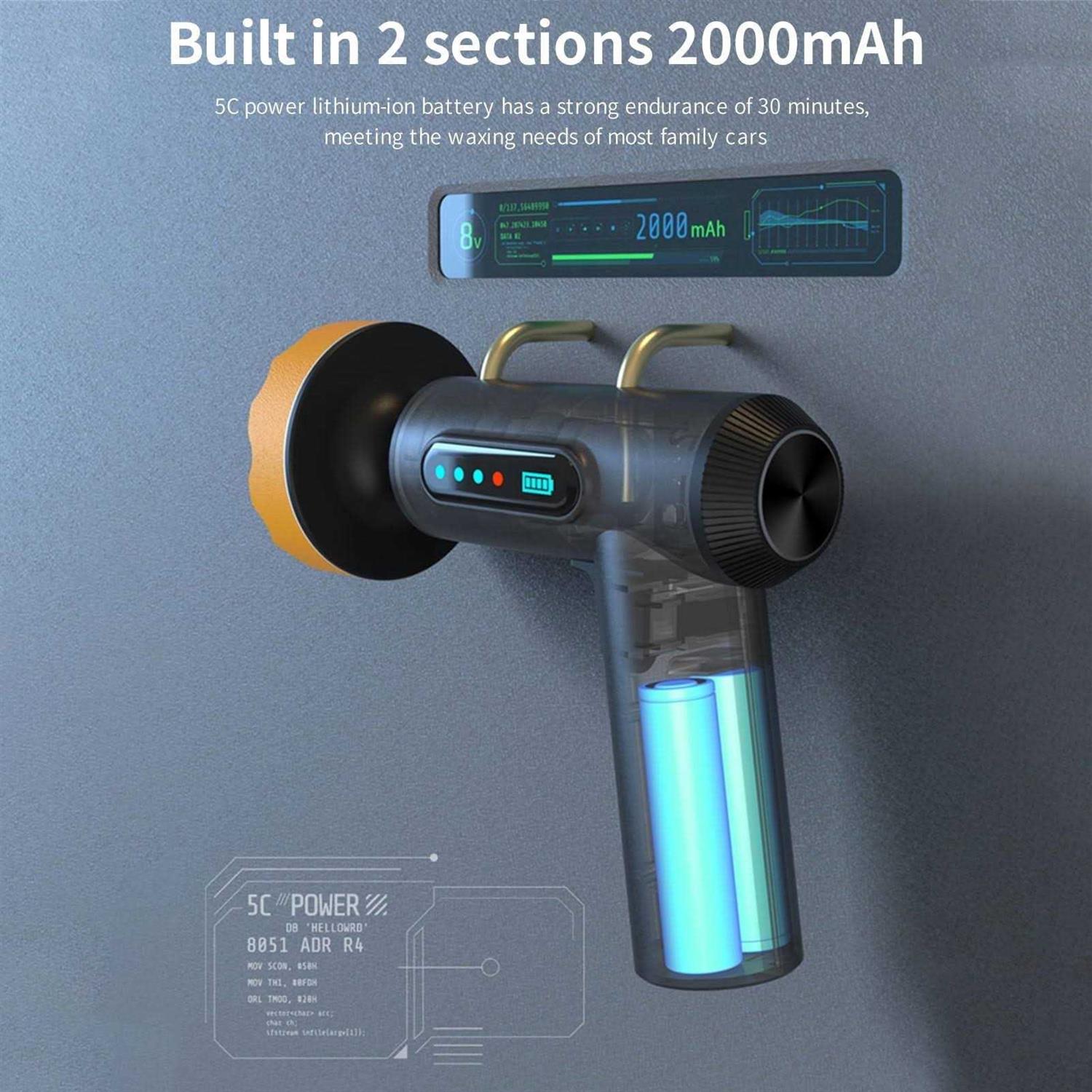 Car Wireless Polishing Machine,Cordless Car Buffer Polisher Kit USB Charging Digital Display for Household Car Detailing/Waxing - Cheap Fitting