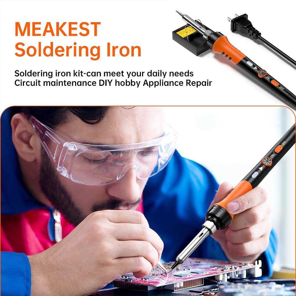 MEAKEST Soldering Iron Premium Kit 60W Soldering Gun with Ceramic Heater 12-in-1 Soldering Tool - Cheap Fitting