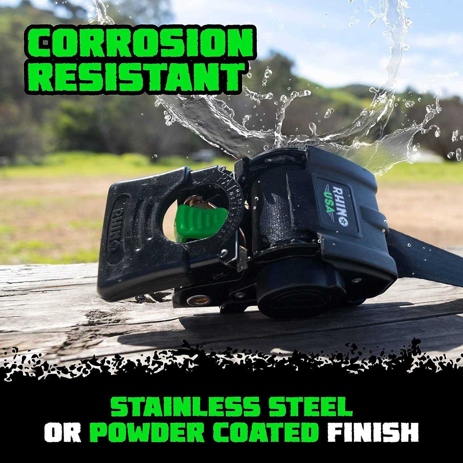 Rhino USA Retractable Transom Tie-Down Straps 1,800lb Guaranteed Max Break Strength - Cheap Fitting