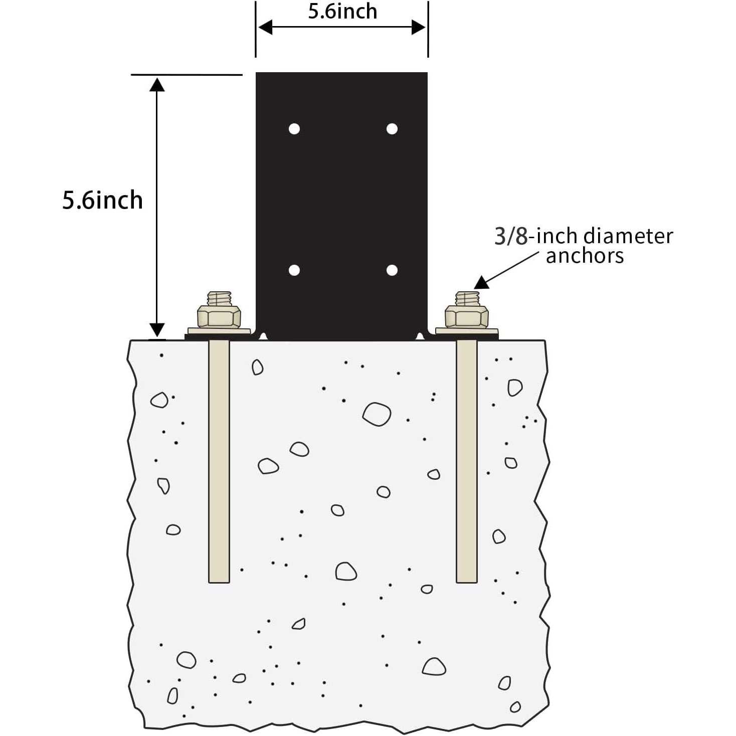 6X 6 Post Base Inner Size 5.6×5.6Deck Post Base,Heavy Duty Metal - Cheap Fitting