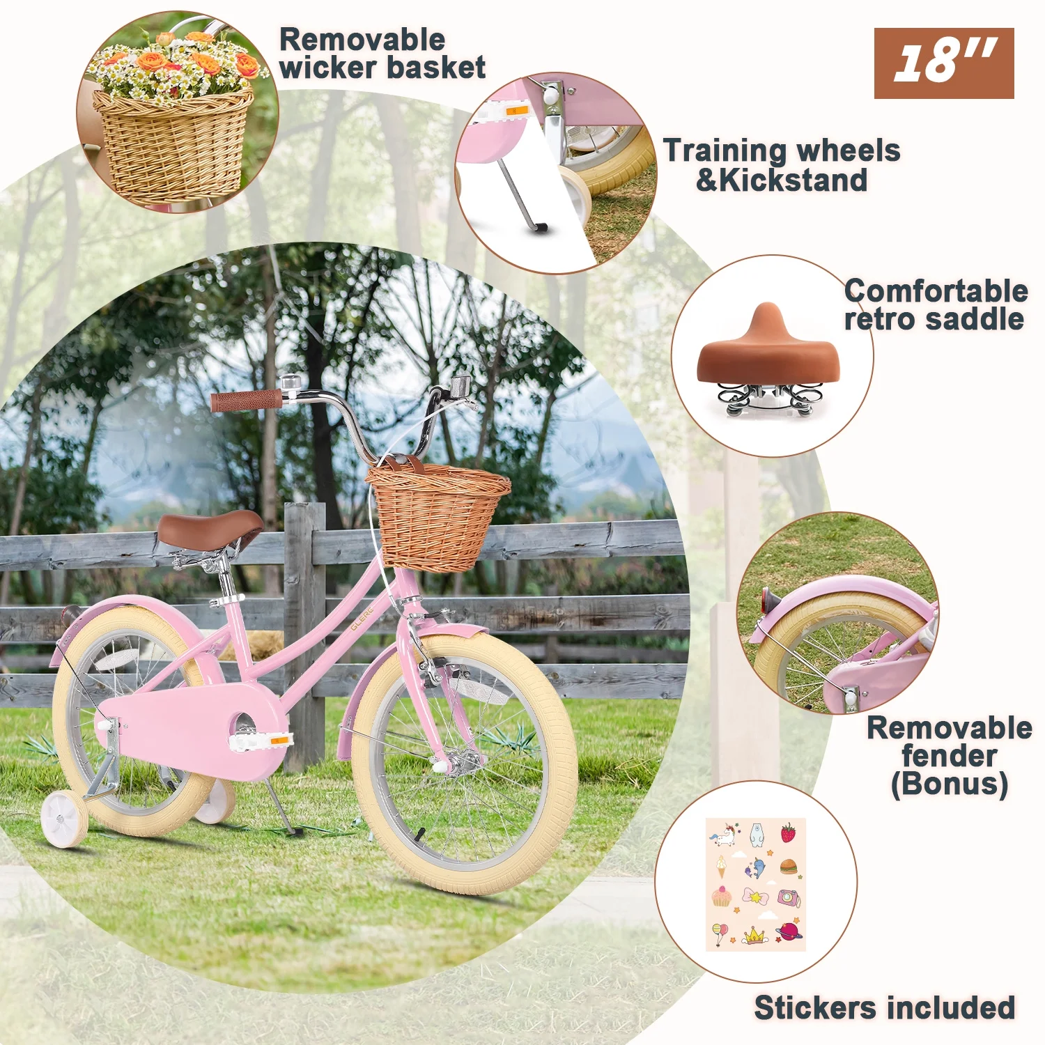 Glerc 18 inch Kids Girls Bike for Girls Ages 4 5 6 7 8 9 Year Old,Mint Green - Cheap Fitting