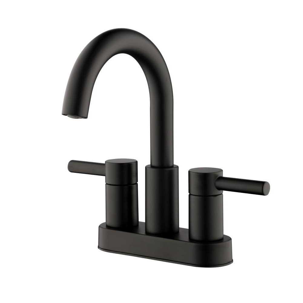 allen + roth Harlow Matte Black 4-in centerset 2-handle WaterSense Bathroom Sink Faucet with Drain and Deck Plate 67692W-617001 - Cheap Fitting