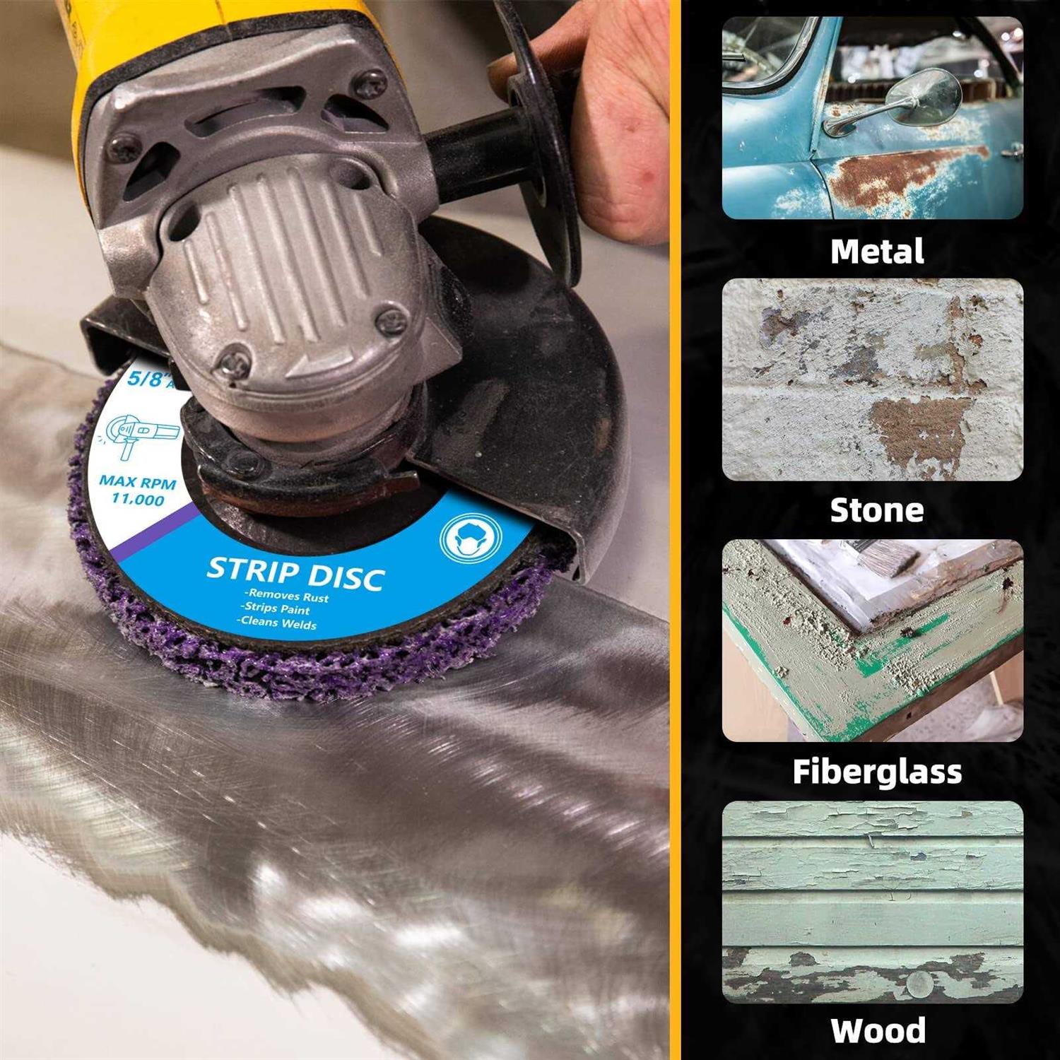 Roterstein 10 Pack Strip Discs Stripping Wheel 4 inch for Angle Grinder Clean and Remove Paint Coating Rust Welds Oxidation - Cheap Fitting