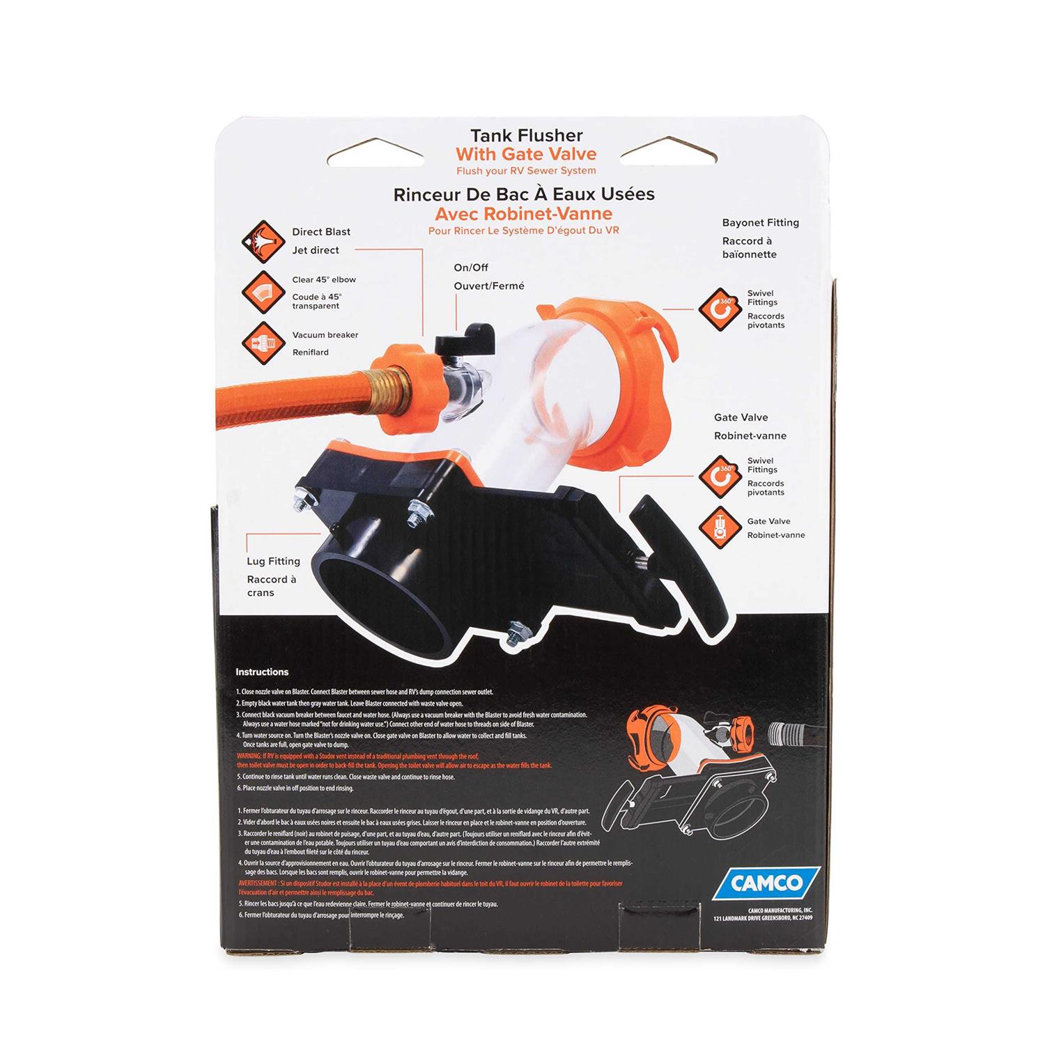 Camco Rhino Blaster Pro Camper/RV Tank Rinser Features 45-Degree Angled Clear Elbow & Gate Valve - Cheap Fitting