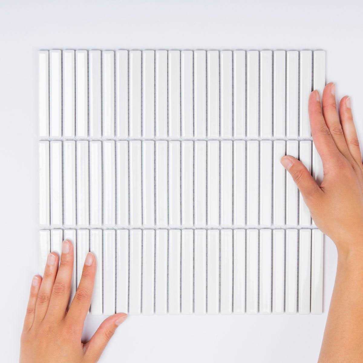 3.5 x 0.5 Micro-beveled Porcelain Mosaic Sheet Tile The Mosaic Factory - Cheap Fitting