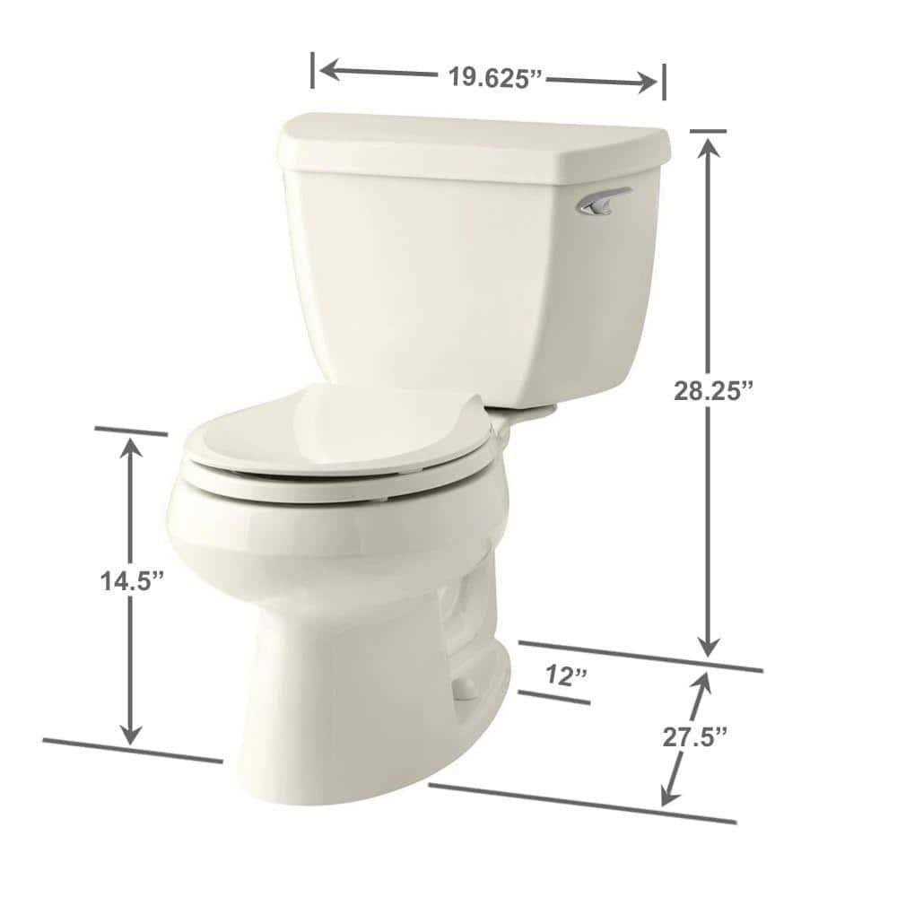 KOHLER Wellworth Classic Two-Piece Round-Front 1.28 GPF Toilet - Cheap Fitting