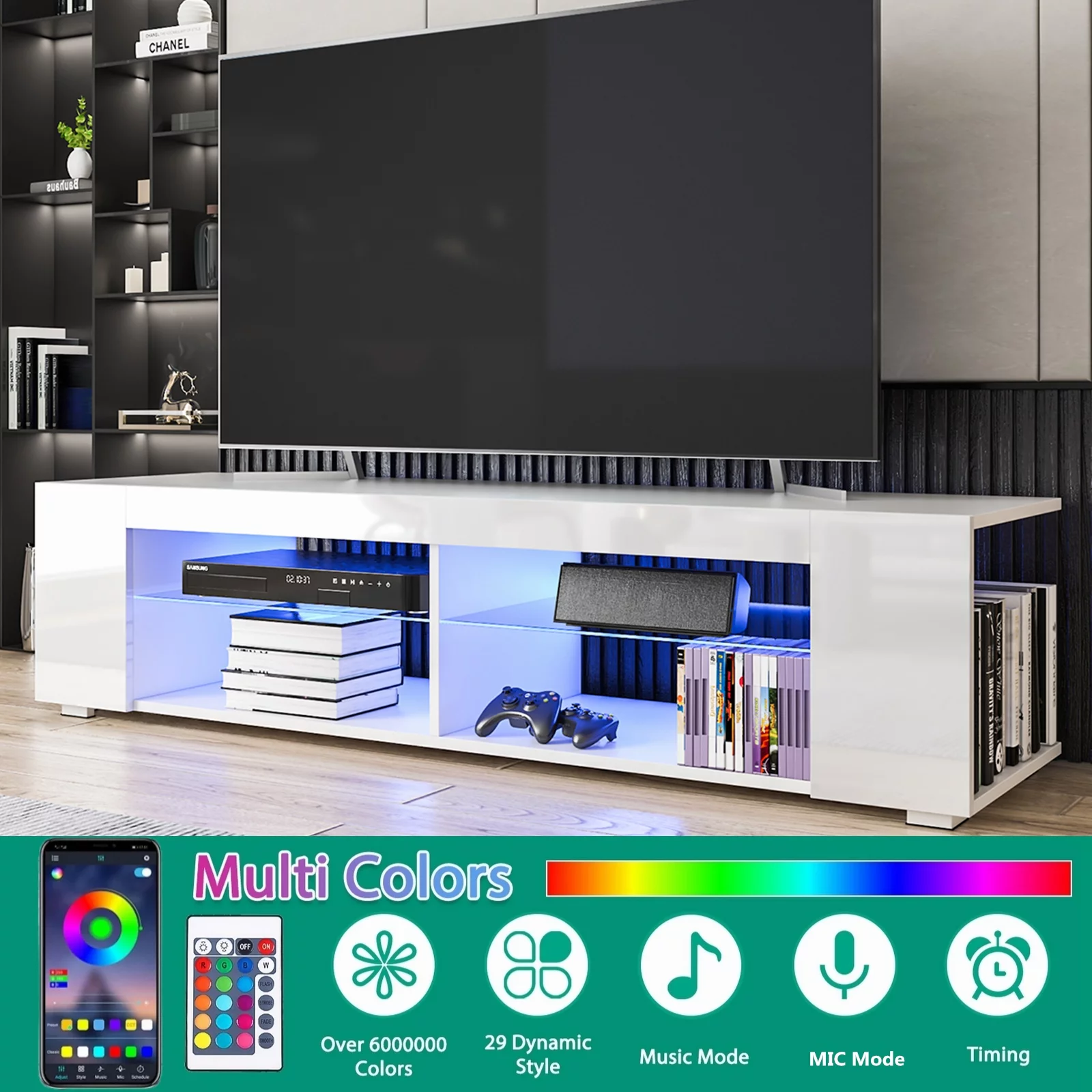 Hommpa LED TV Stand TV Cabinet for TVs up to 65