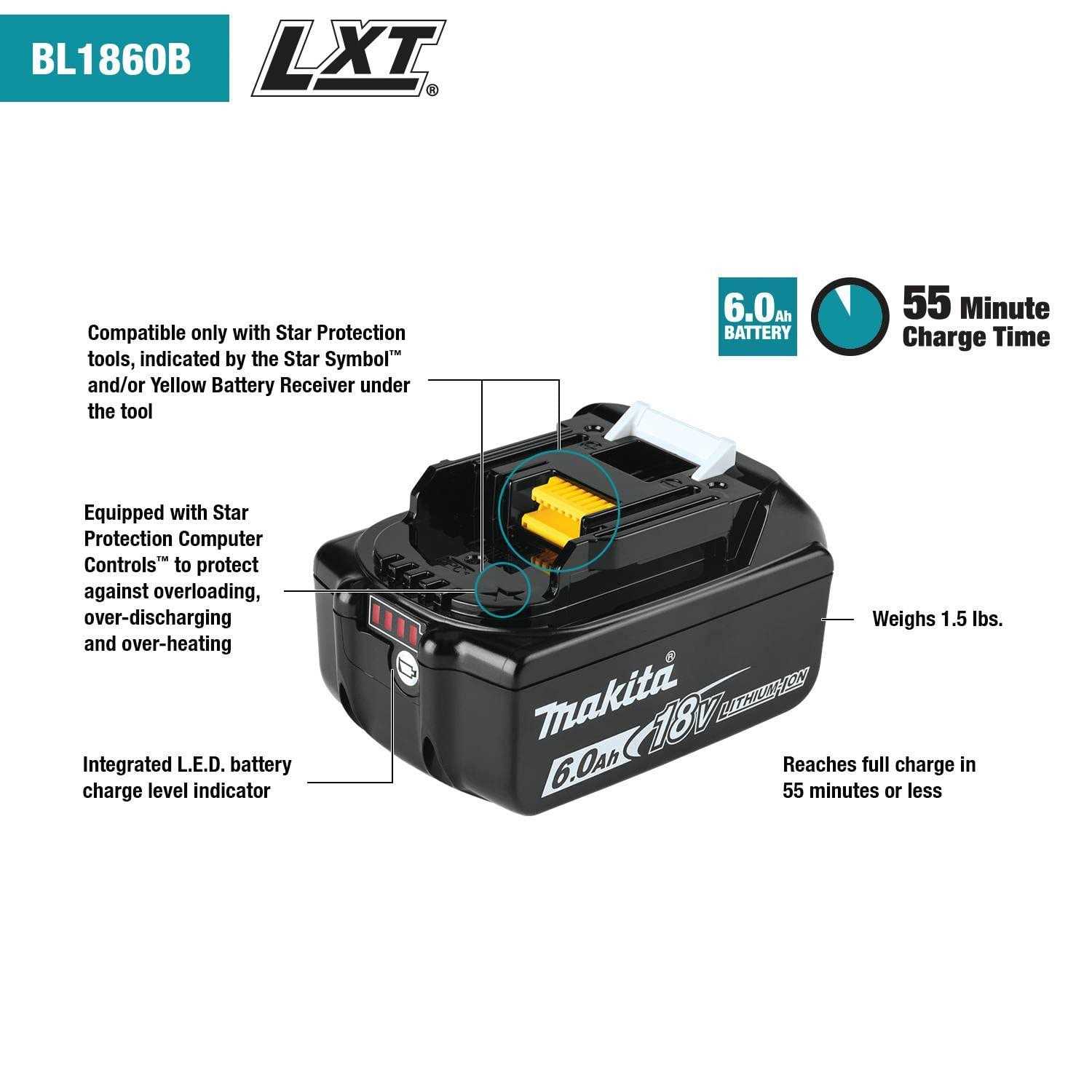 Makita BL1860B 18V 6.0 Ah LXT Lithium-Ion Battery - Cheap Fitting
