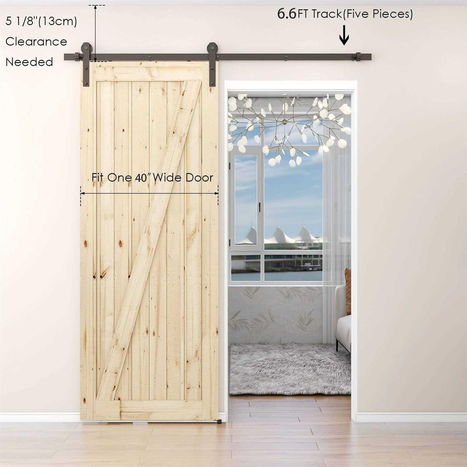 CCJH Heavy Duty Sturdy Sliding Barn Door Hardware Kit -Smoothly and Quietly -Easy to Install Fit Wide Door Panel - Cheap Fitting