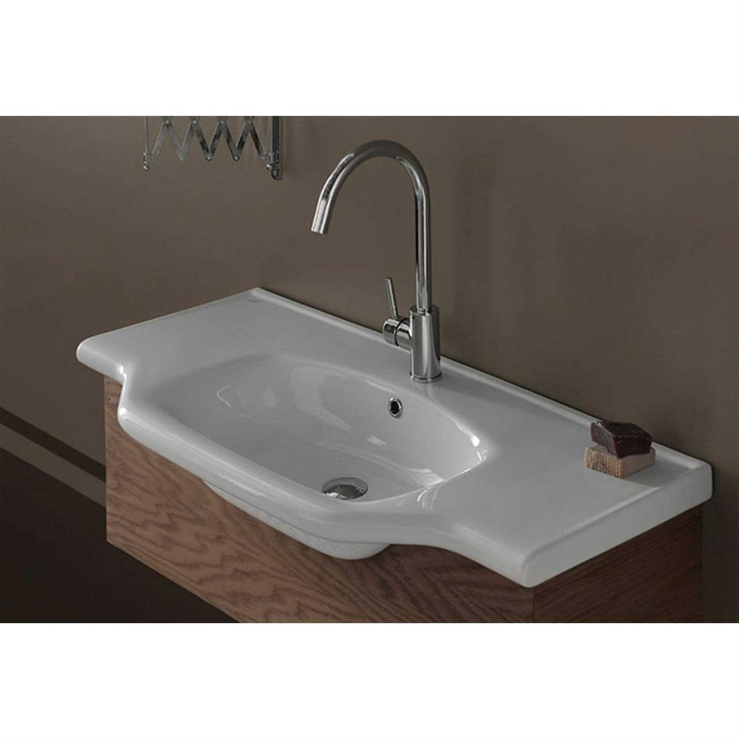 Nameeks CeraStyle 081200-U-One Hole Yeni Klasik White Wall Mounted,Self Rimming Bathroom Sink - Cheap Fitting