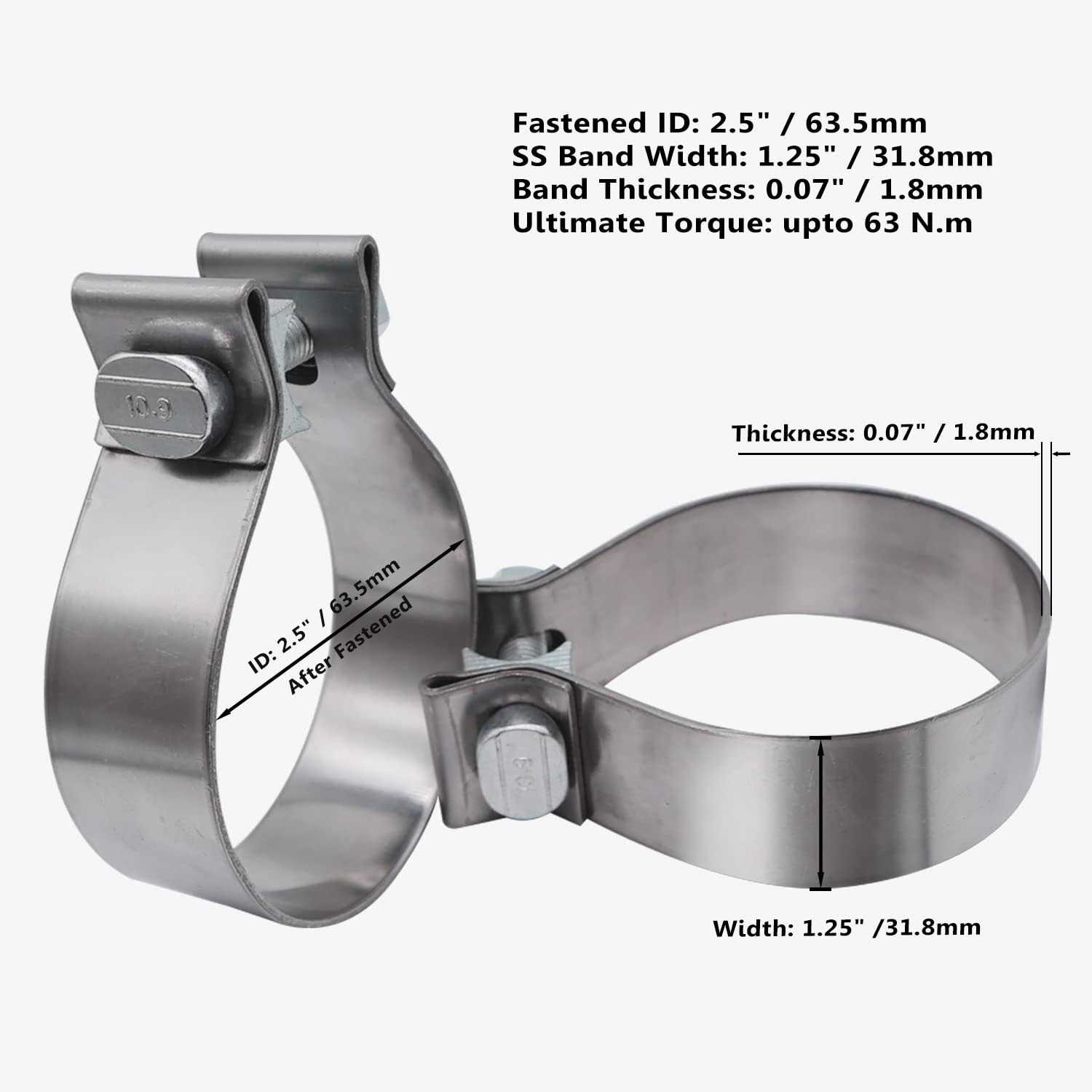 Roadformer Exhaust Clamp Narrow Band Stainless Steel - Cheap Fitting